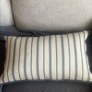 Striped Navy and Cream Throw Pillow 24x12